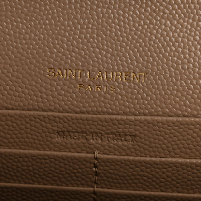 Saint Laurent Grain De Poudre Matelasse Chevron Monogram Chain Wallet Dark Beige 6 of 12