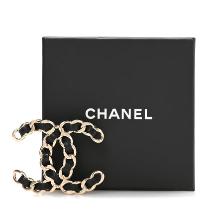 Chanel Lambskin Chain CC Brooch Black Gold 4 of 4