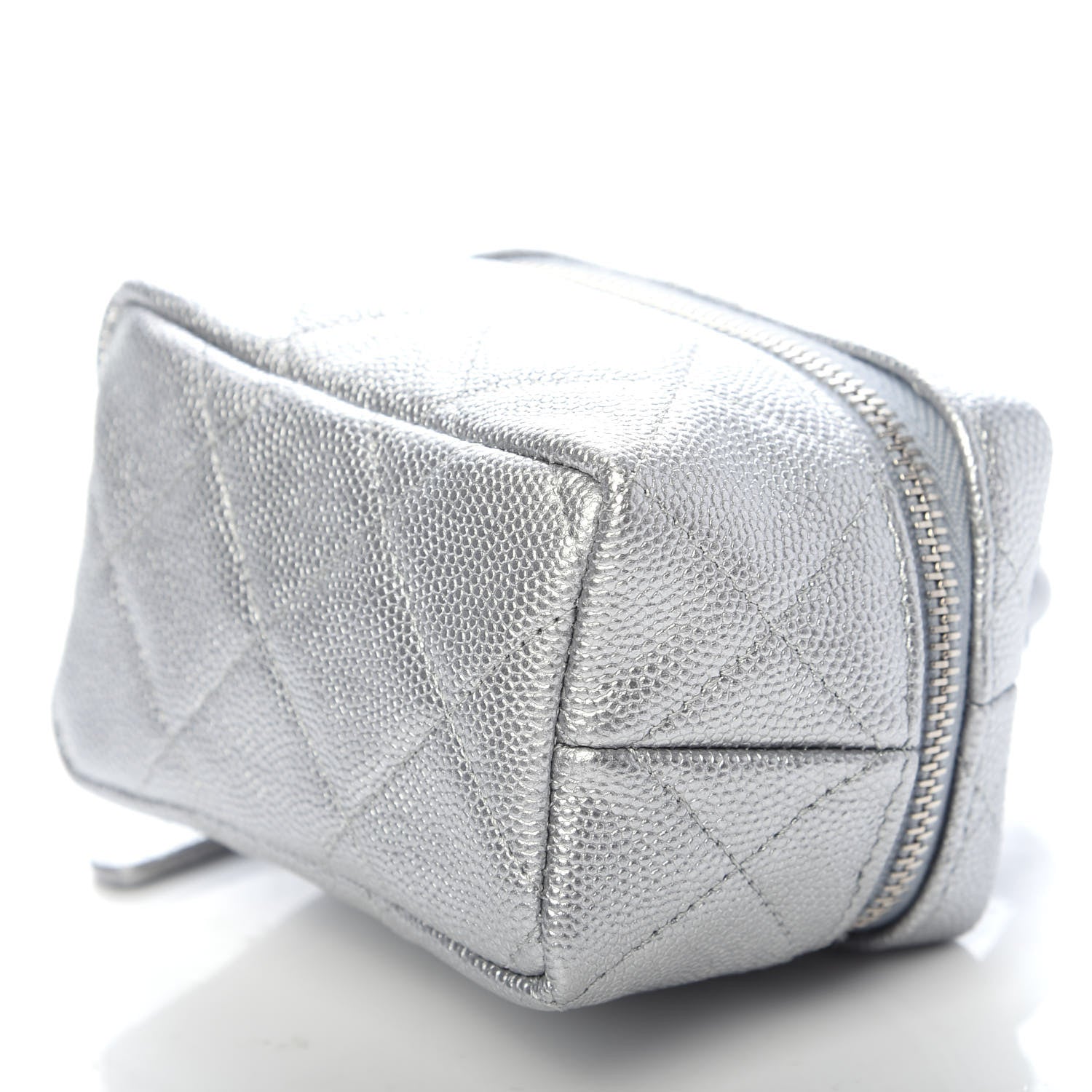 Chanel Metallic Caviar Quilted Mini Top Handle Vanity With Chain Silver 9 of 10
