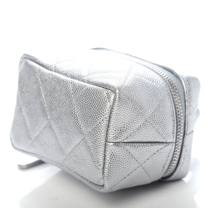Chanel Metallic Caviar Quilted Mini Top Handle Vanity With Chain Silver 9 of 10