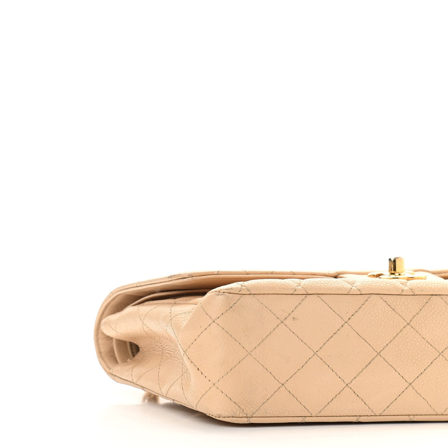 Caviar Quilted Medium Double Flap Beige