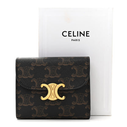 Celine Triomphe Canvas Small Triomphe Wallet Tan 9 of 9