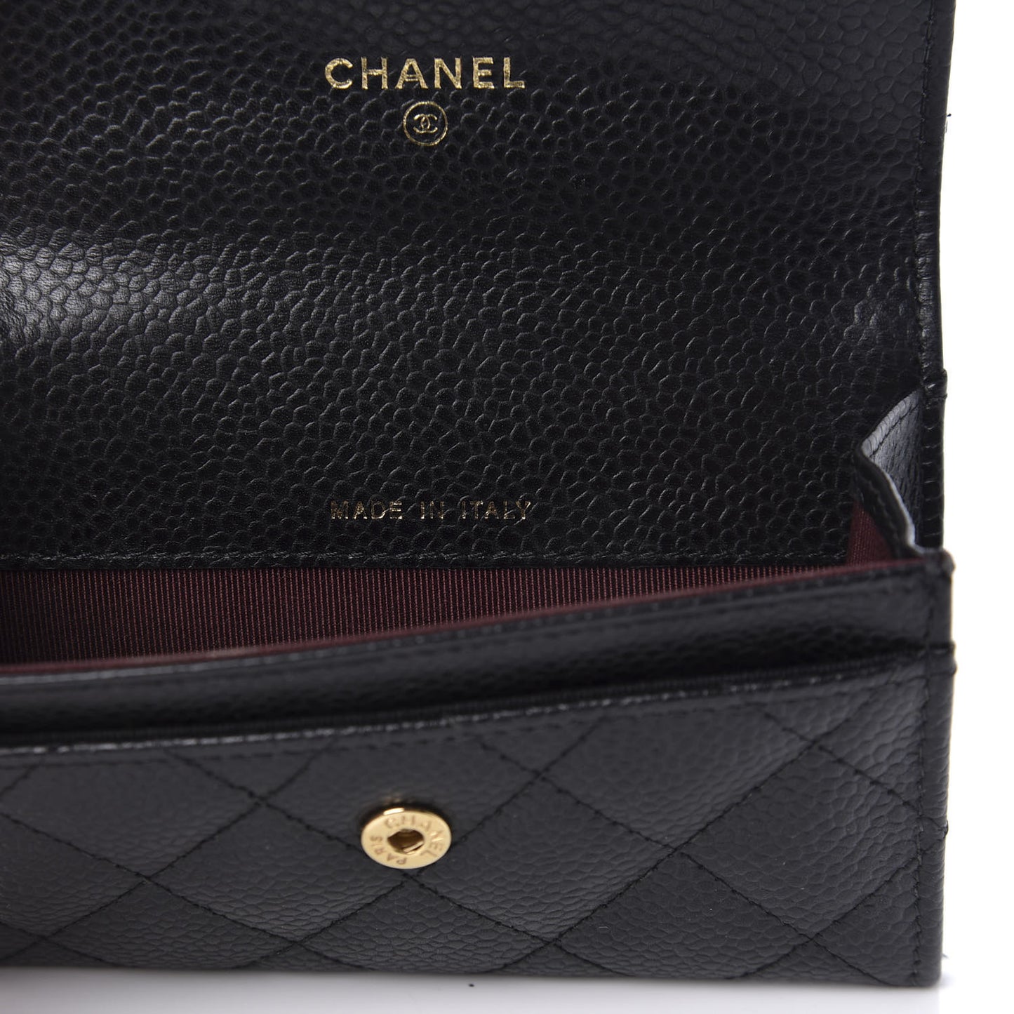 Caviar Quilted Flap Card Holder Black