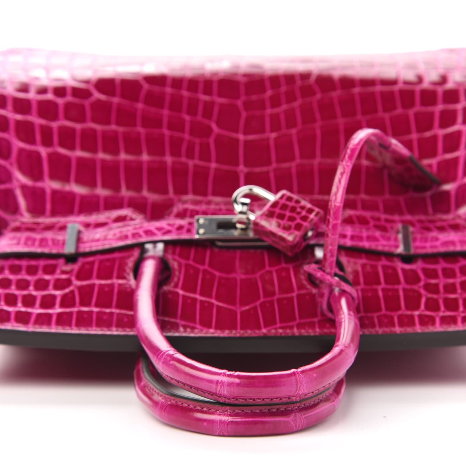 Hermes Shiny Niloticus Crocodile Birkin 25 Rose Scheherazade 12 of 32