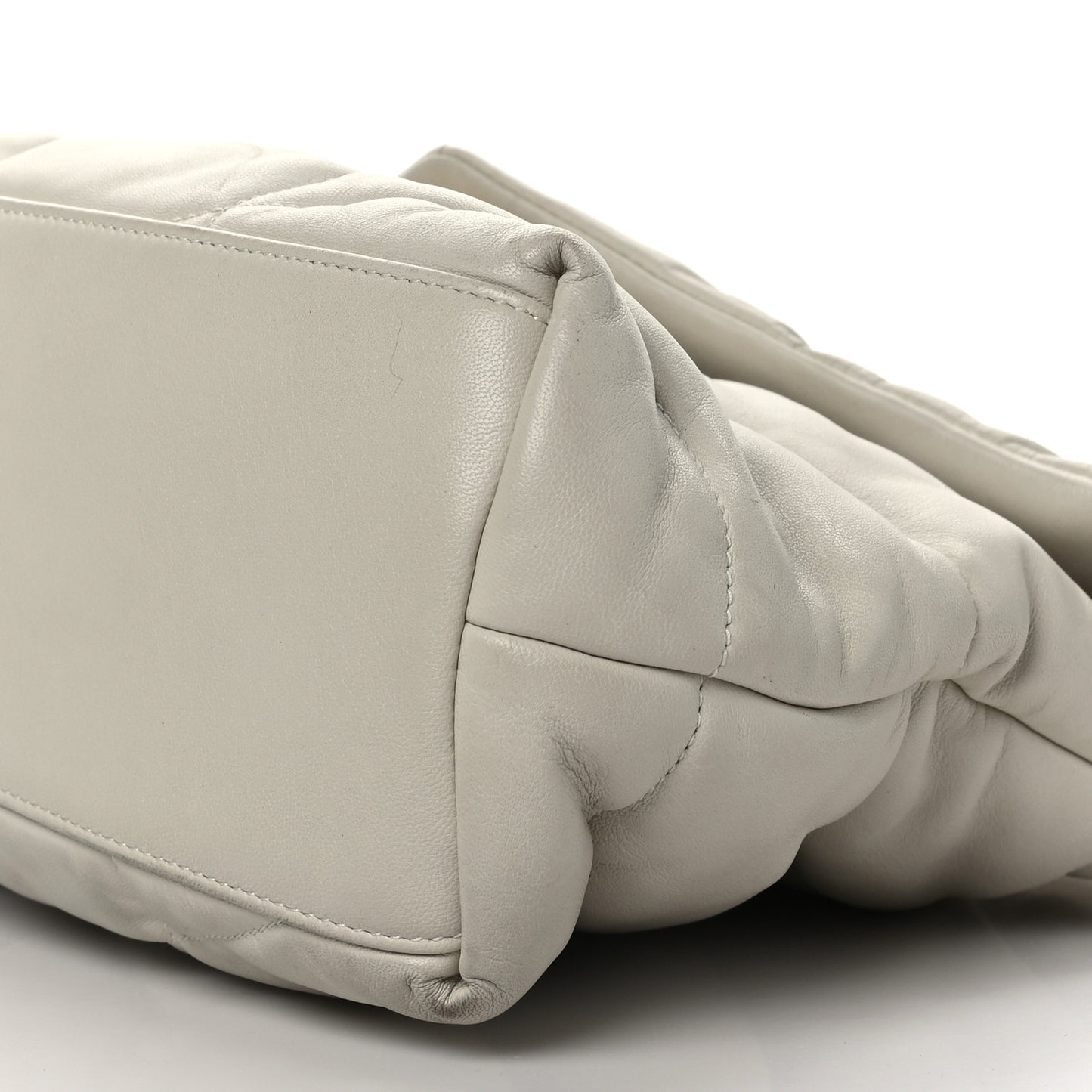 Lambskin Quilted Medium Loulou Puffer Monogram Chain Satchel Crema Soft