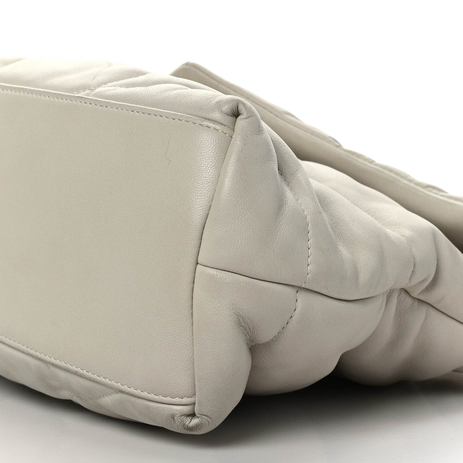 Saint Laurent Lambskin Quilted Medium Loulou Puffer Monogram Chain Satchel Crema Soft 9 of 10