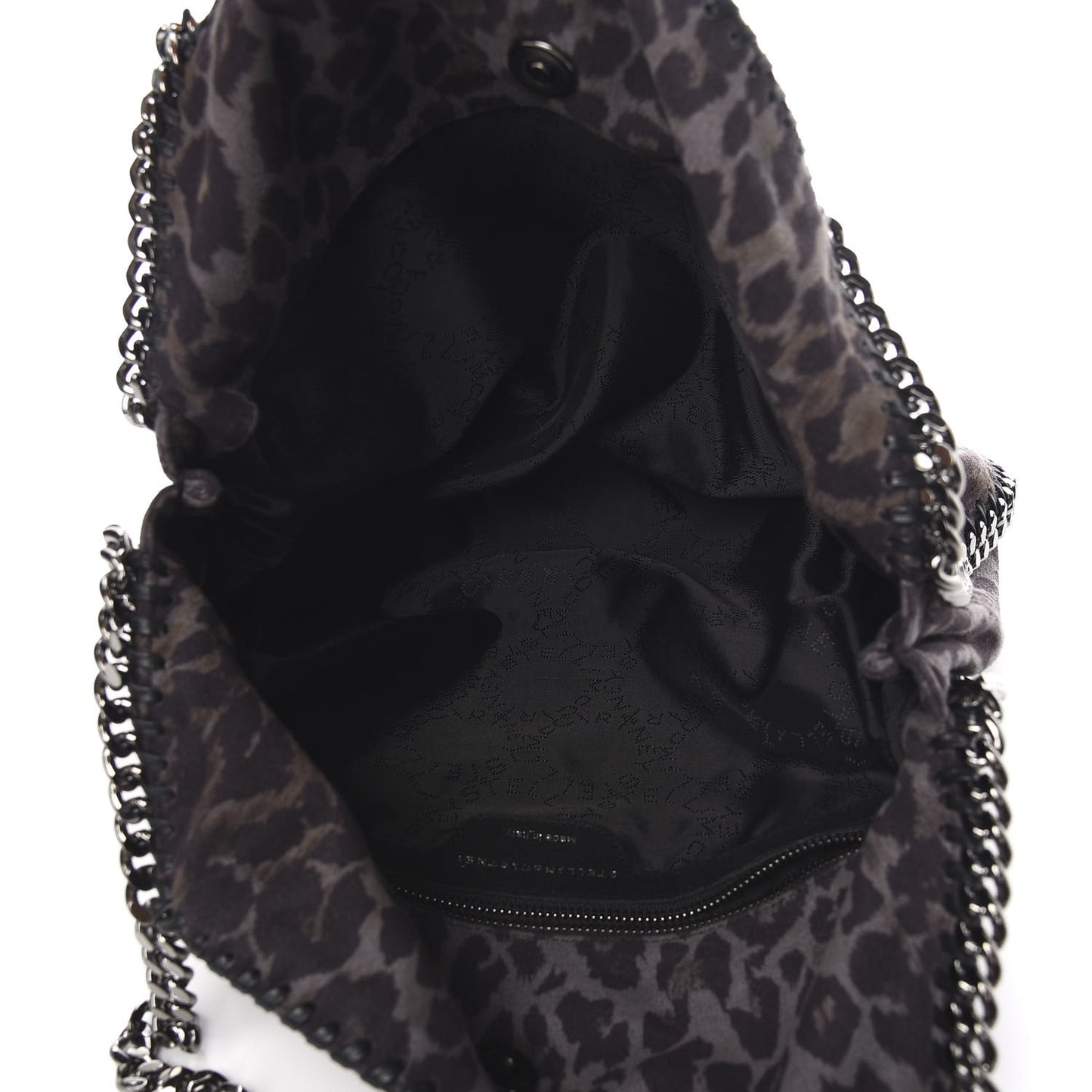 Leopard Shaggy Deer Small Falabella Tote Grey