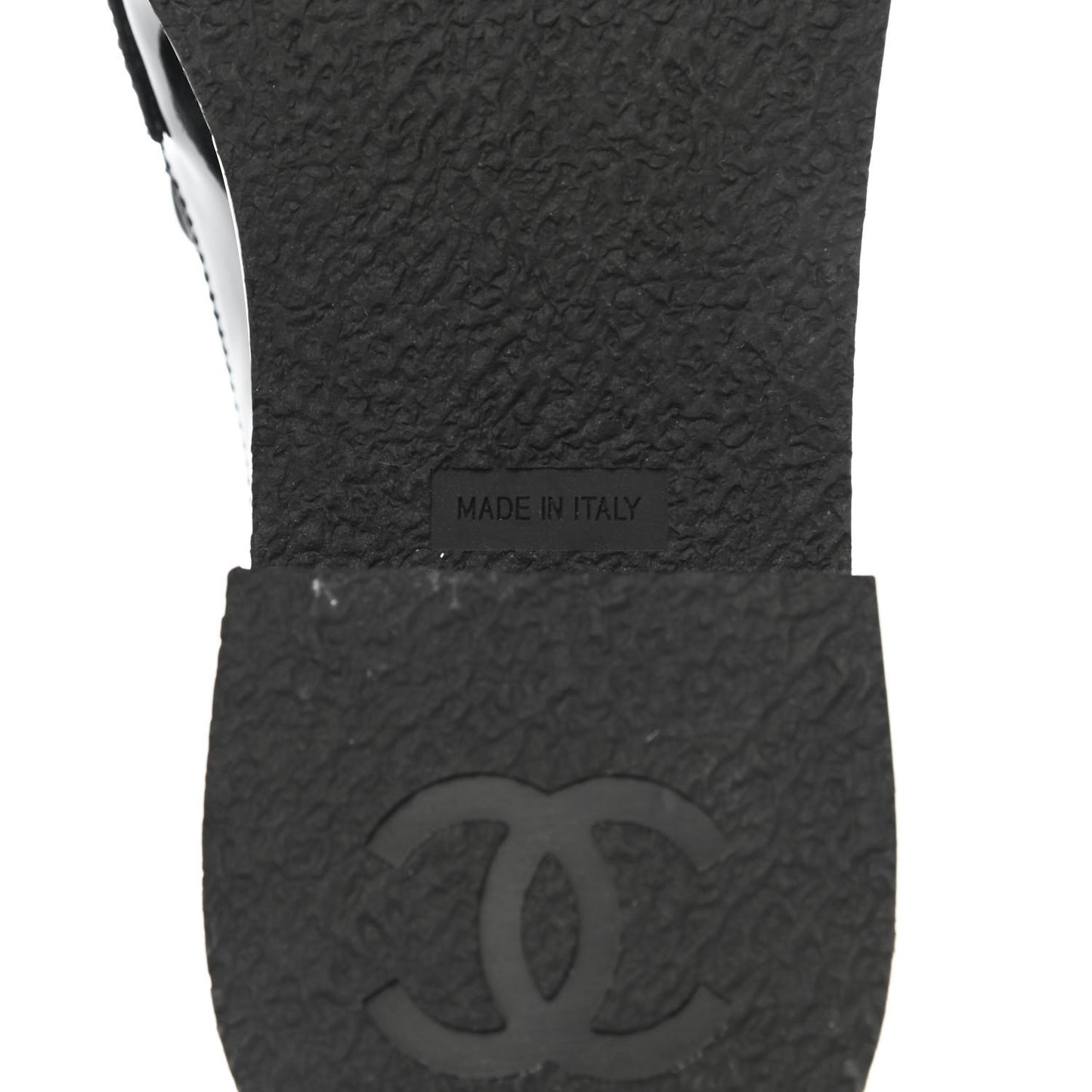 Patent Lambskin CC Chain Mocassin Loafers 38.5 Black