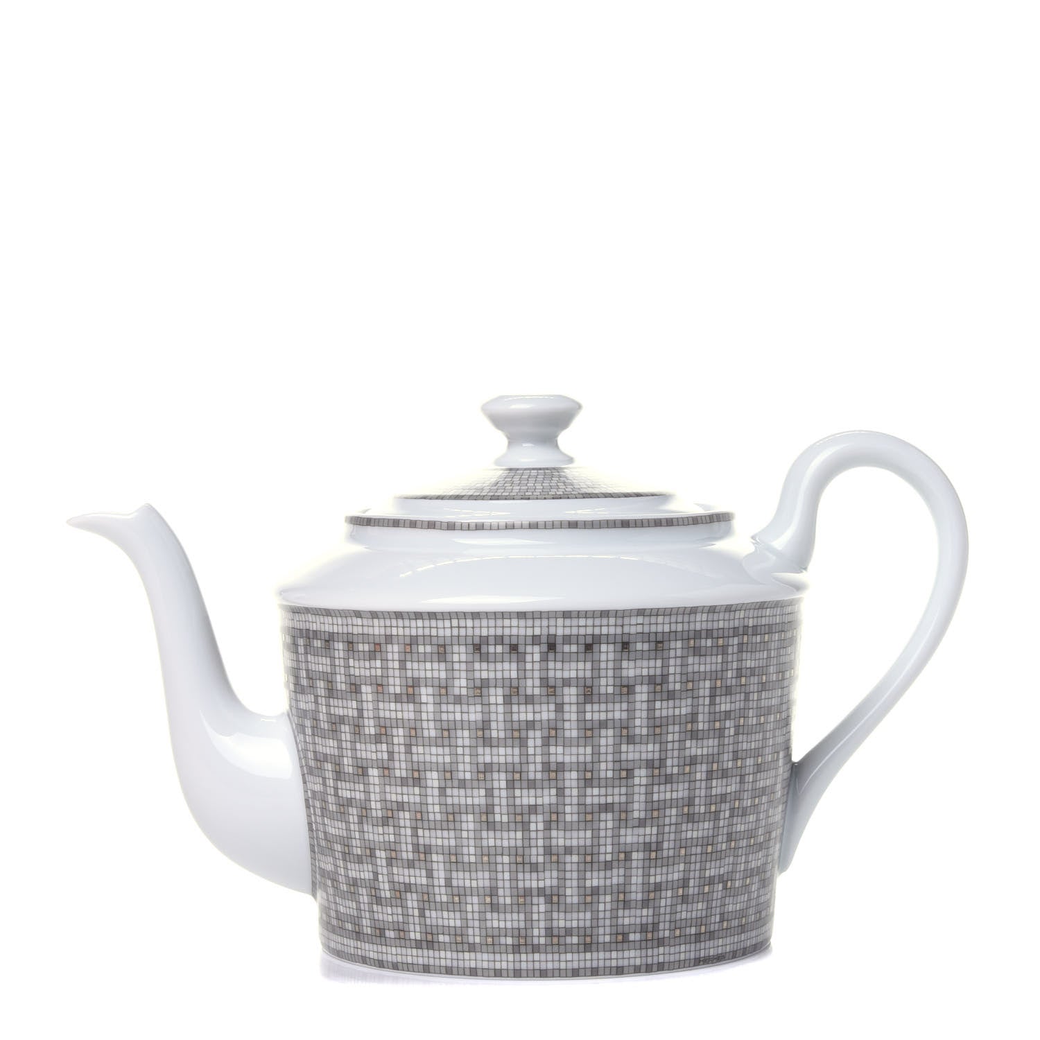Hermes Porcelain Mosaique Au 24 Platine Coffee/Tea Pot Platinum 1 of 10