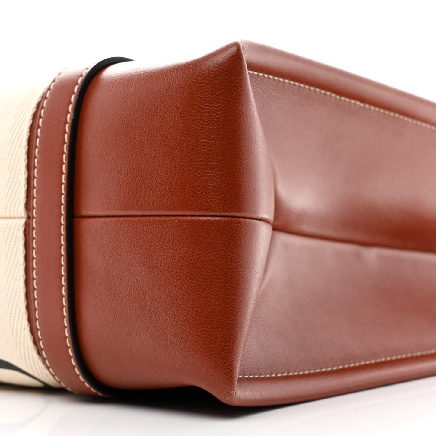 Calfskin Medium Woody Ribbon Tote Sepia Brown