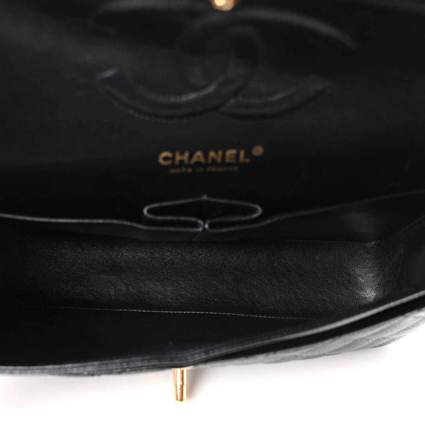 Caviar Quilted Medium Double Flap Black