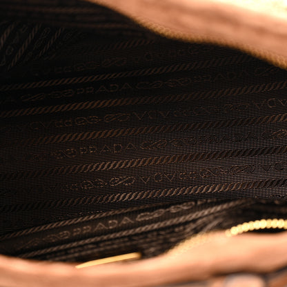 Prada Suede Triangle Medium Bonnie Shoulder Bag Cacao 6 of 15