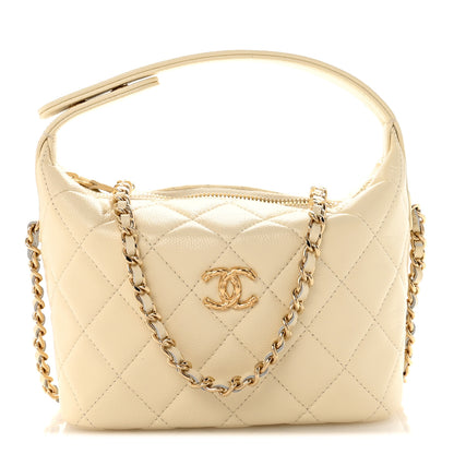 Chanel Caviar Quilted Hobo Clutch With Chain White 1 of 11