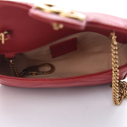 Gucci Calfskin Matelasse Super Mini GG Marmont Shoulder Bag Hibiscus Red 5 of 16