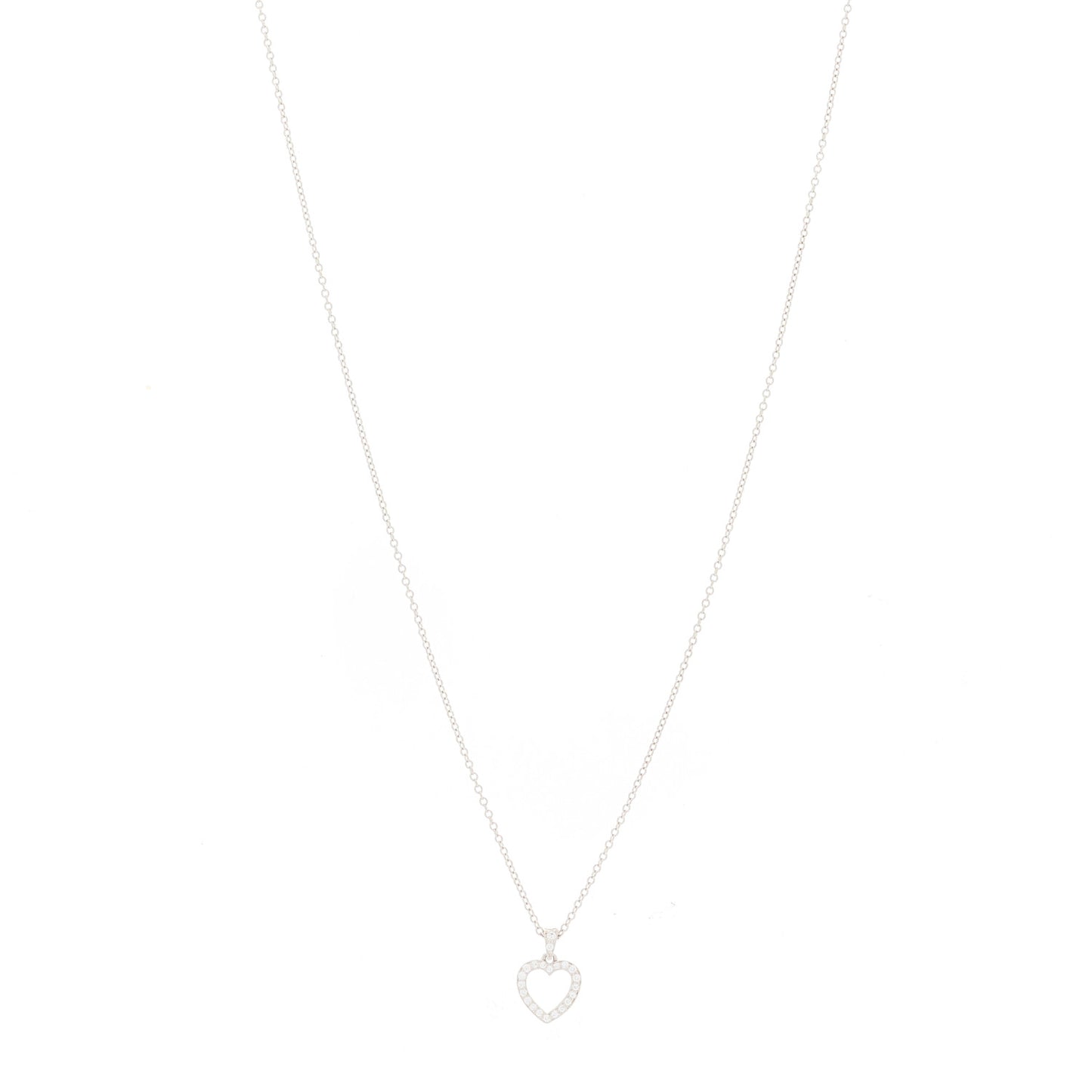 Platinum Diamond Heart Drop Pendant Necklace