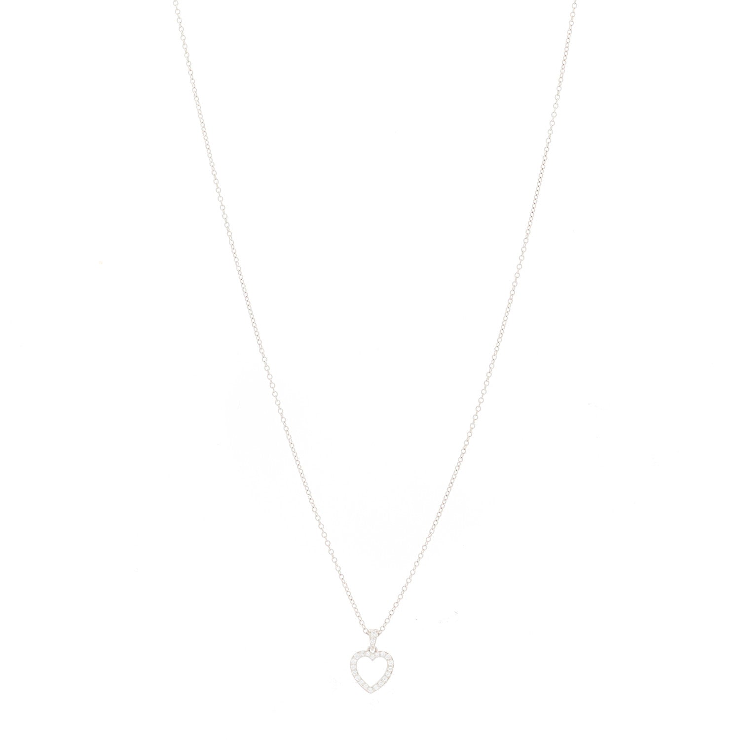 Tiffany Platinum Diamond Heart Drop Pendant Necklace 1 of 4