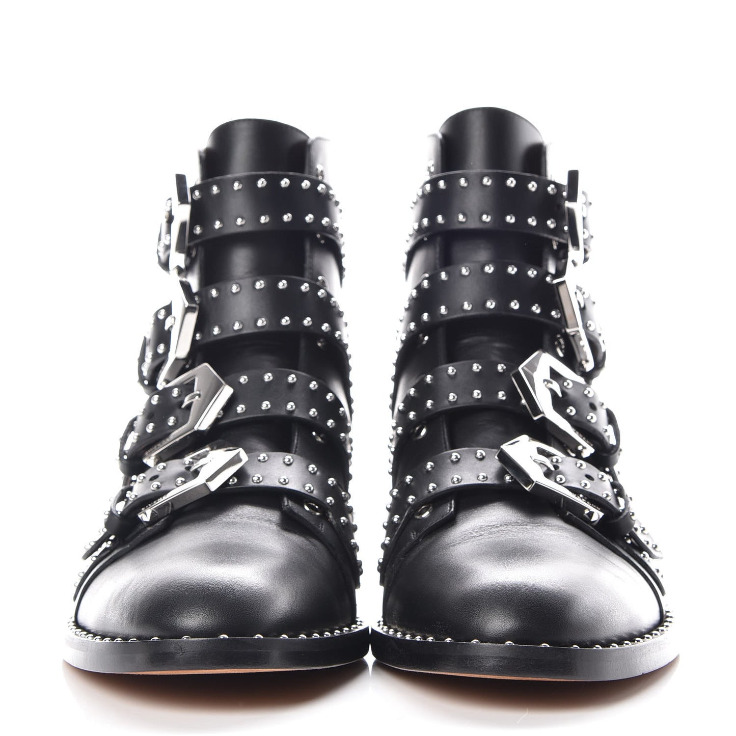 Calfskin Studded Prue Buckle Bootie 36.5 Black