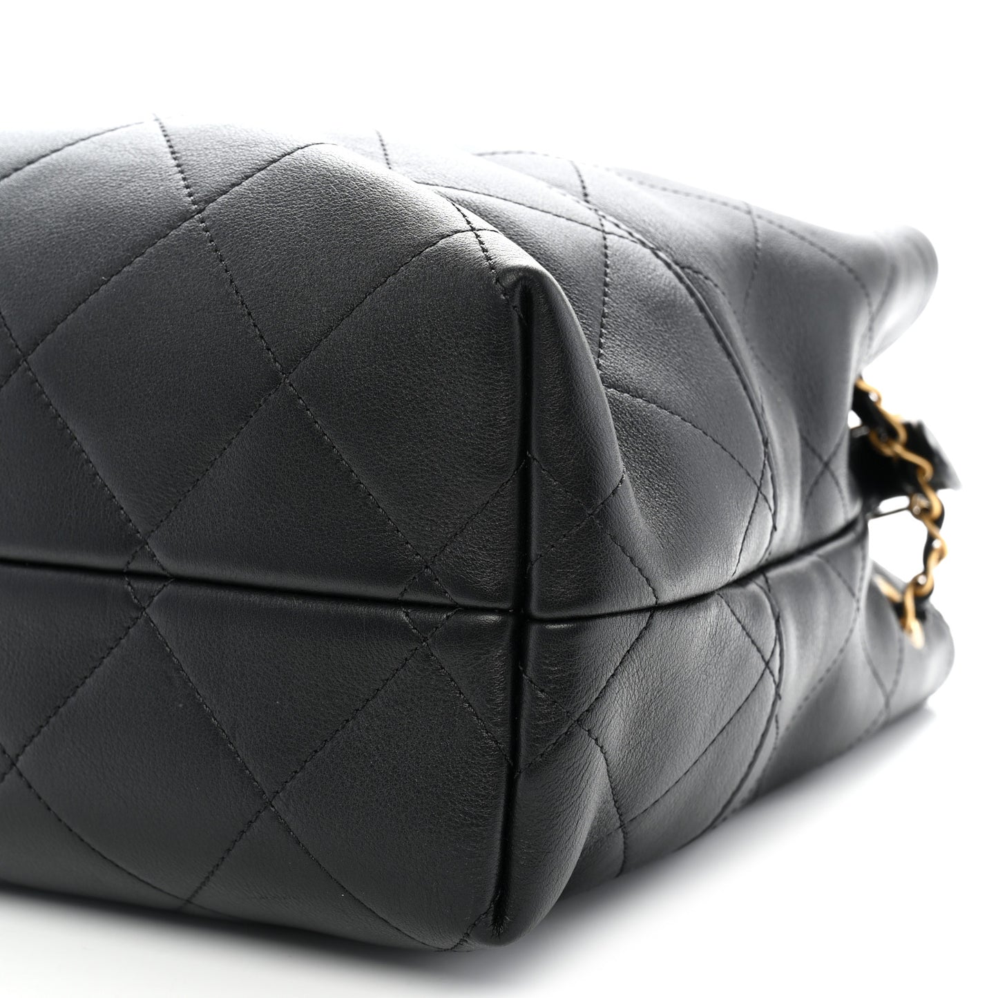 Calfskin Quilted Small Coco Base Shopping Bag Black
