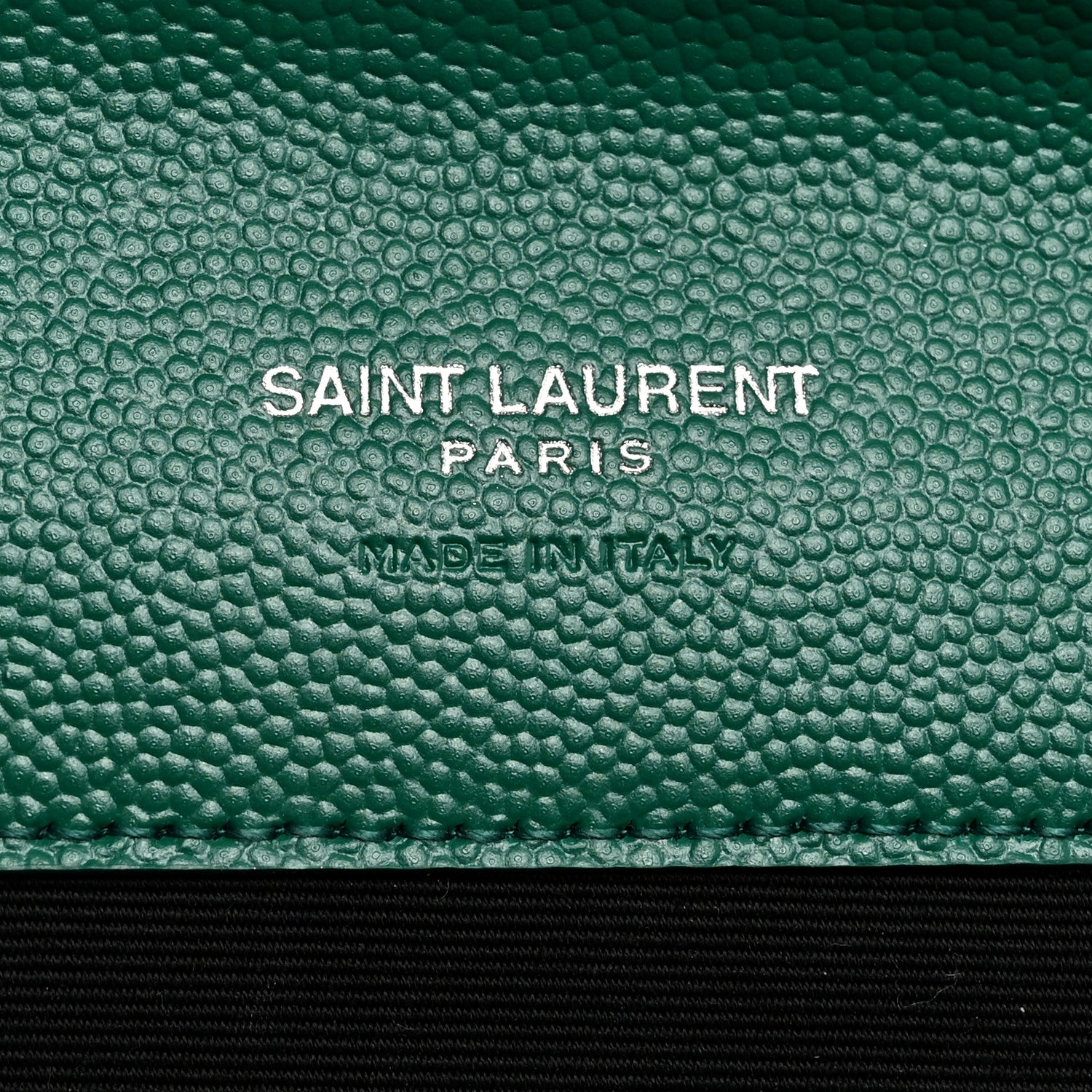 Saint Laurent Grain De Poudre Textured Mixed Matelasse Triquilt Monogram Clutch Green Field 6 of 8