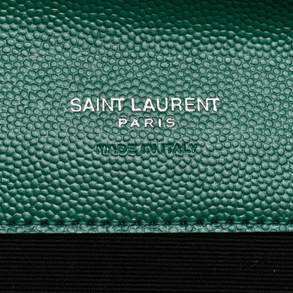 Saint Laurent Grain De Poudre Textured Mixed Matelasse Triquilt Monogram Clutch Green Field 6 of 8