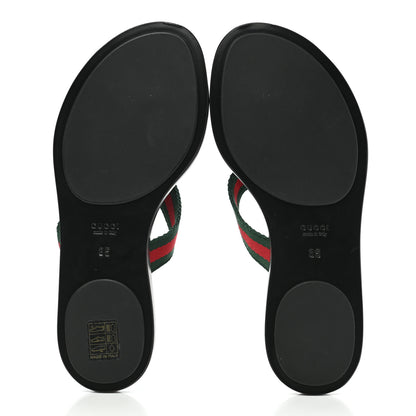Gucci Nylon Guccissima Web Womens Thong Sandals 35 Green Red Black 5 of 8