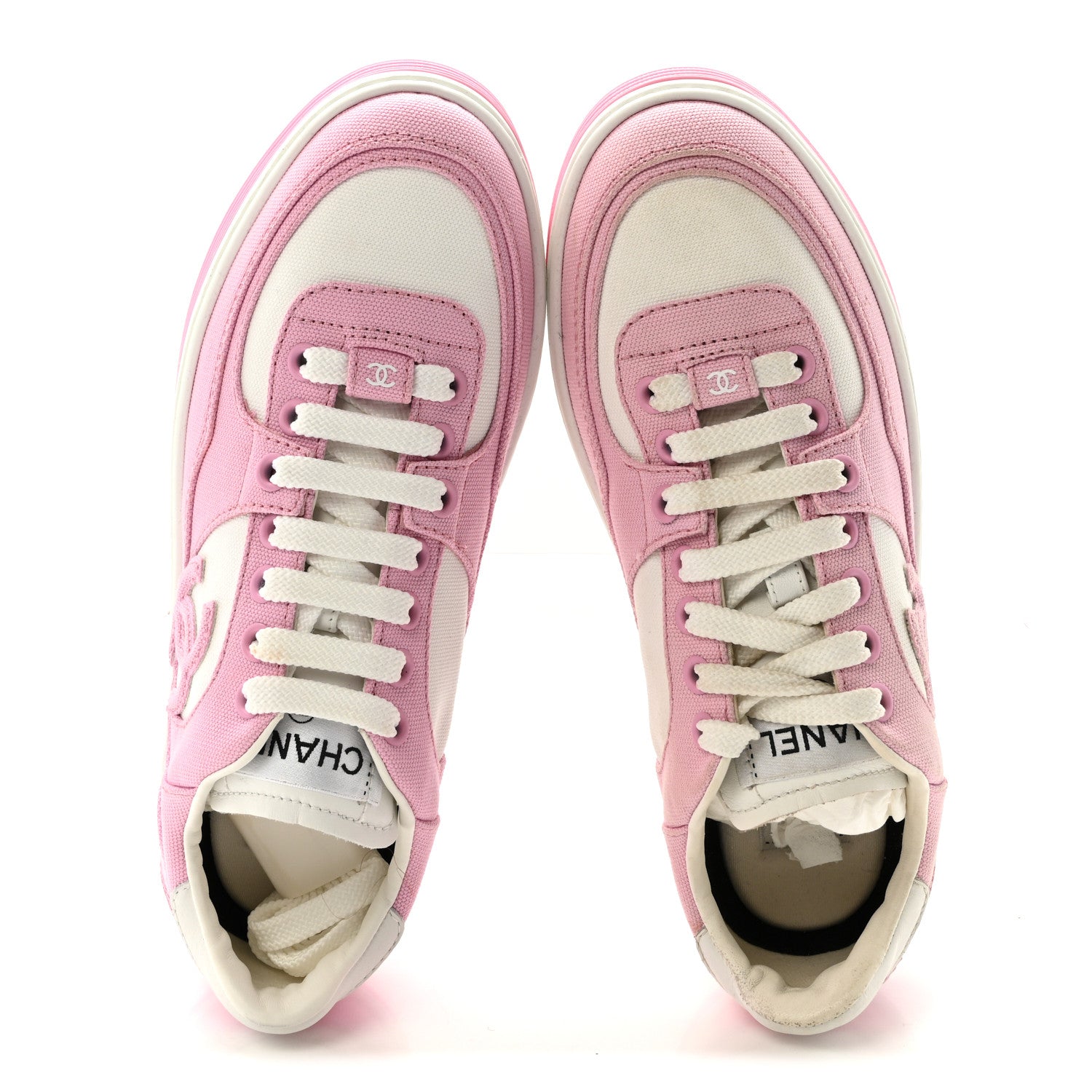 Chanel Cotton Sneakers 36 Pink White 2 of 8