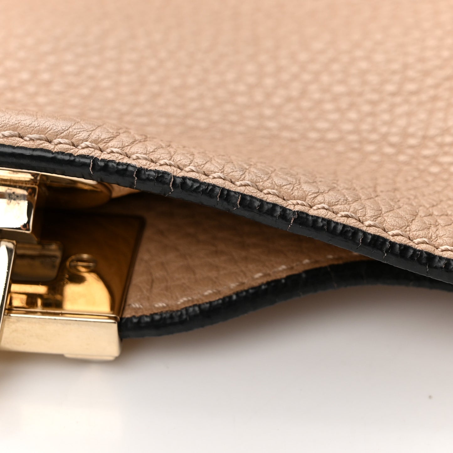 Pebbled Calfskin Small Rockstud Flip-Lock Messenger Bag Beige