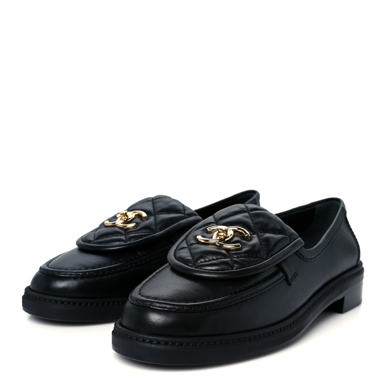 Chanel Lambskin Quilted CC Turnlock Loafers 39.5 Black 4 of 9