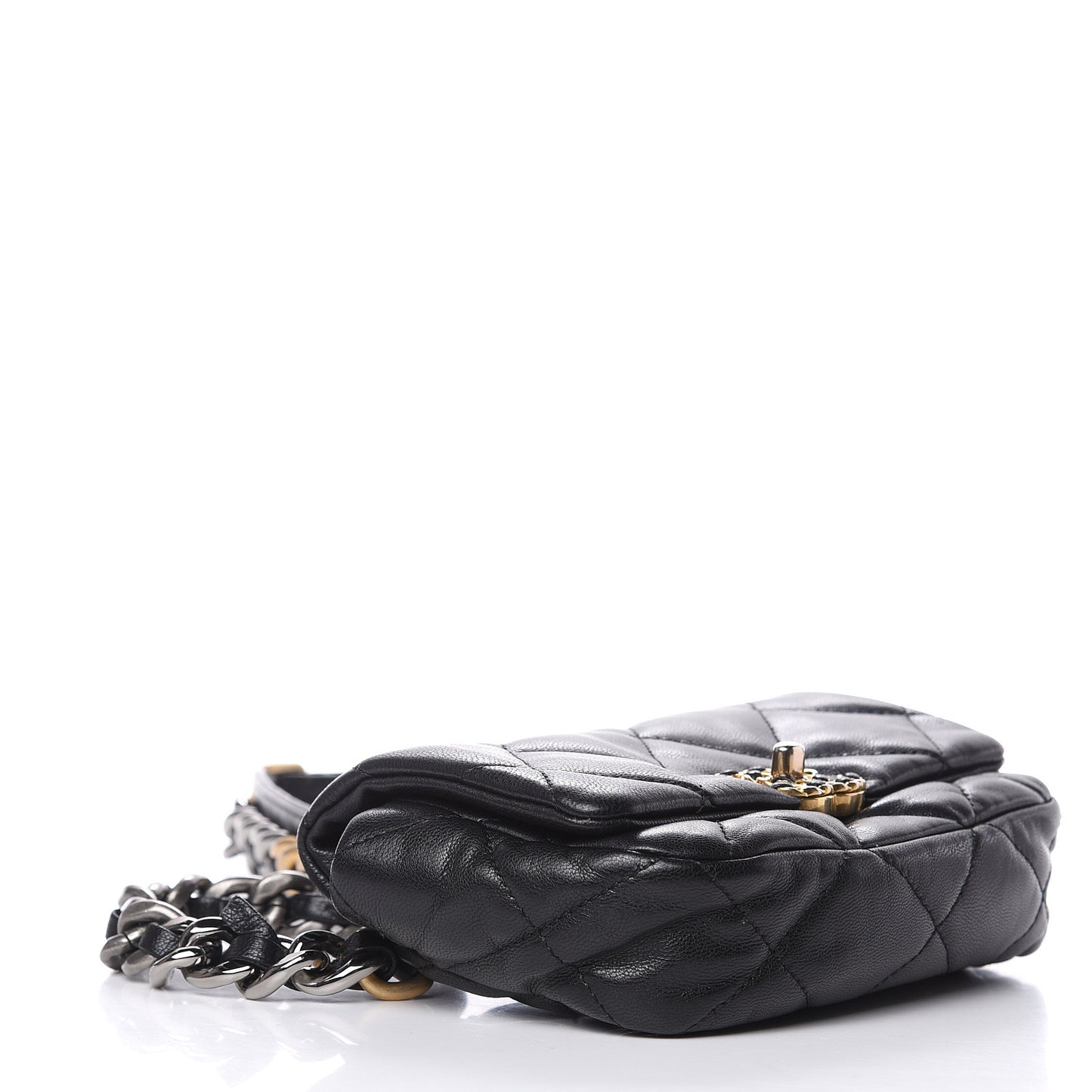 Lambskin Quilted Chanel 19 Waist Bag Black