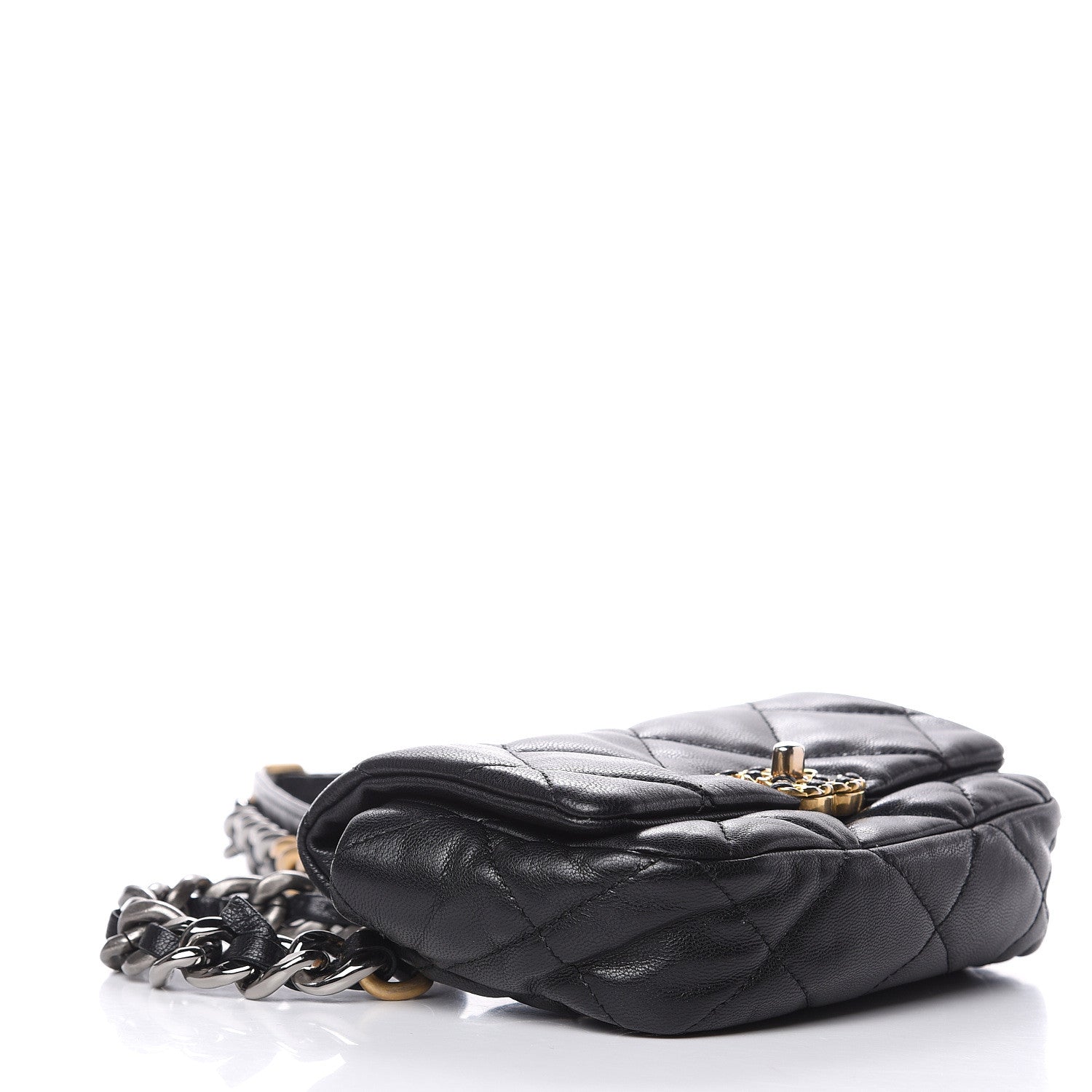 Chanel Lambskin Quilted Chanel 19 Waist Bag Black 4 of 12