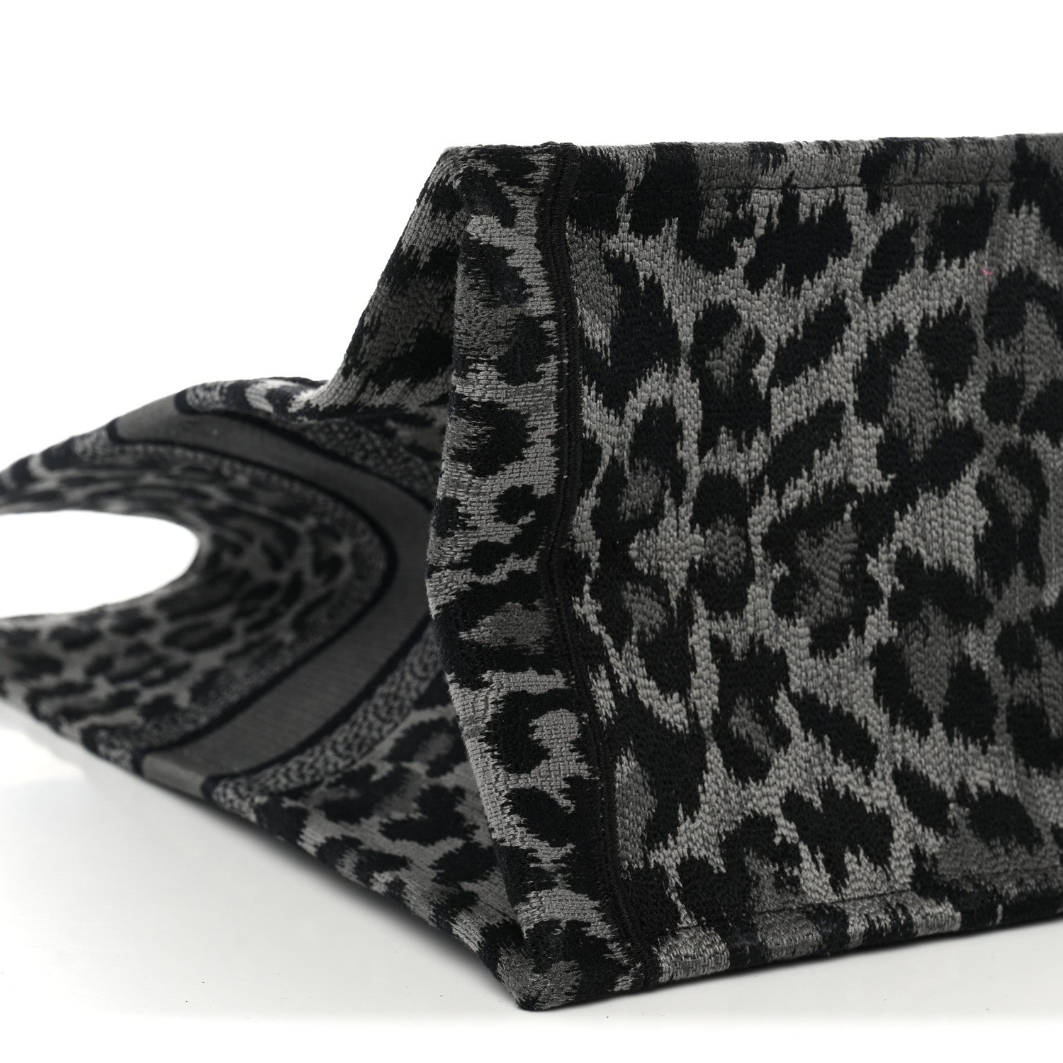 Christian Dior Canvas Mizza Embroidered Large Leopard Book Tote Grey 9 of 10