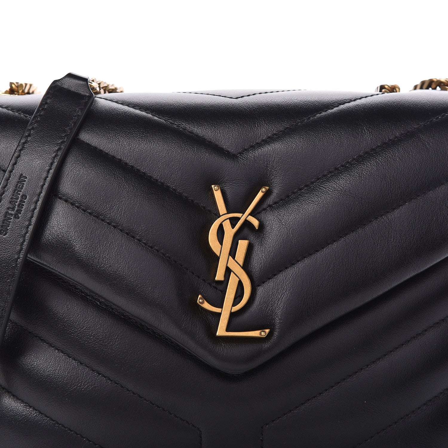 Saint Laurent Calfskin Y Quilted Monogram Small Loulou Chain Satchel Black 11 of 14