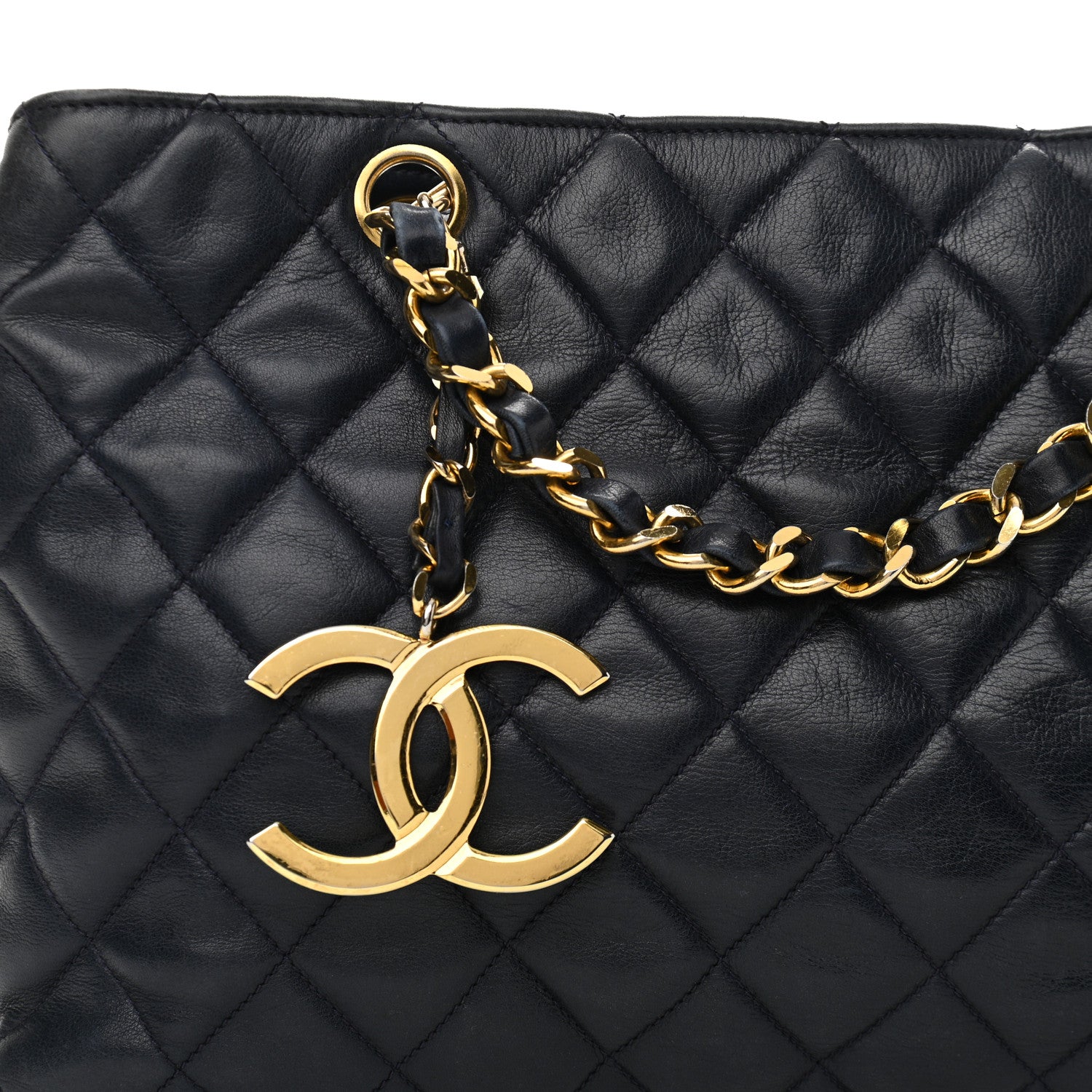 Chanel Lambskin Quilted Tote Navy 8 of 10