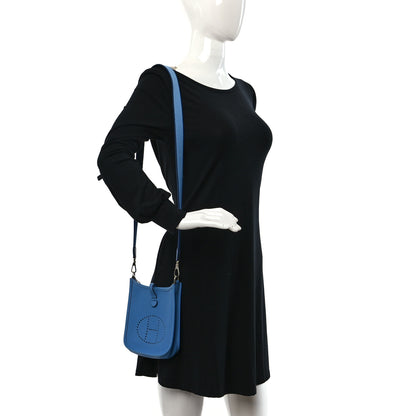 Hermes Taurillon Clemence Amazone Evelyne TPM Bleu Paradis Bleu Saphir 2 of 8