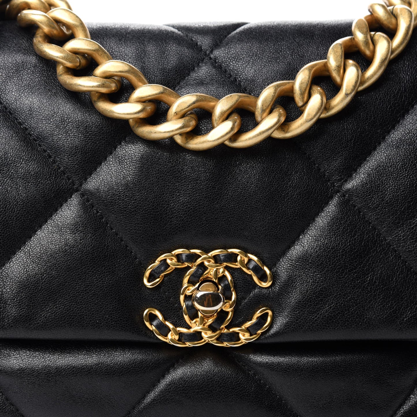 Lambskin Quilted Large Chanel 19 Flap Black
