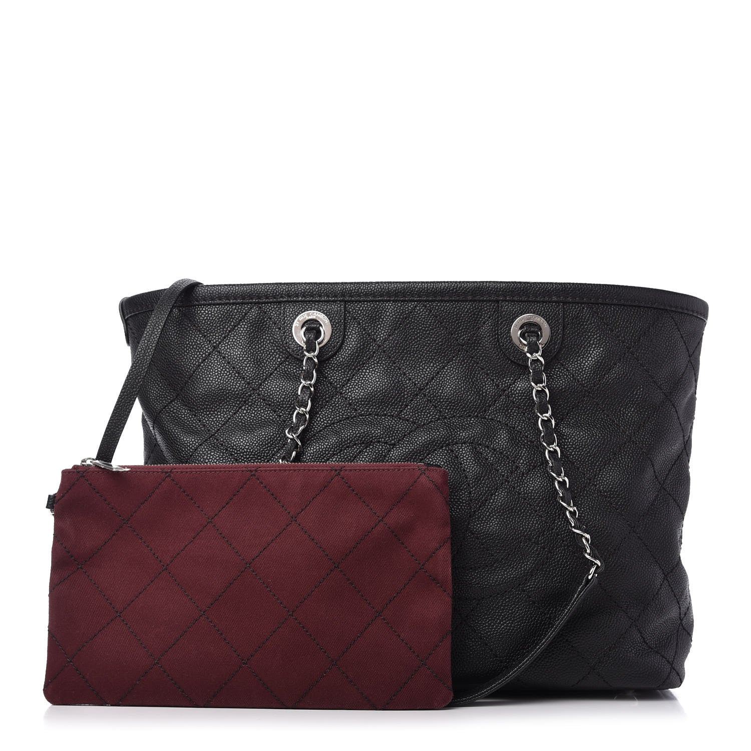 Chanel Grained Calfskin Quilted Small Daily Shopping Tote Black 1 of 10