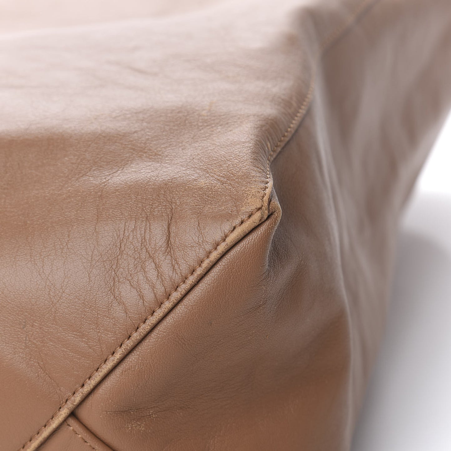 Lambskin Vertical Cabas Beige Brown