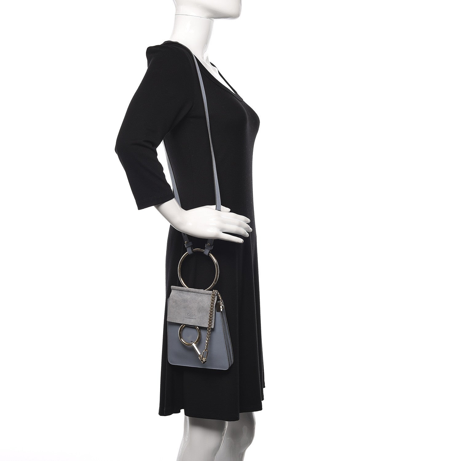 Chloe Suede Calfskin Mini Faye Bracelet Bag Washed Blue 2 of 10
