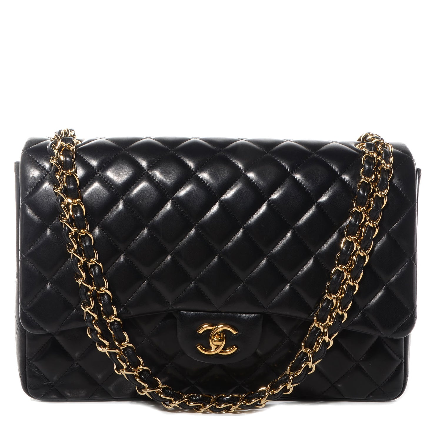 Lambskin Maxi Single Flap Black