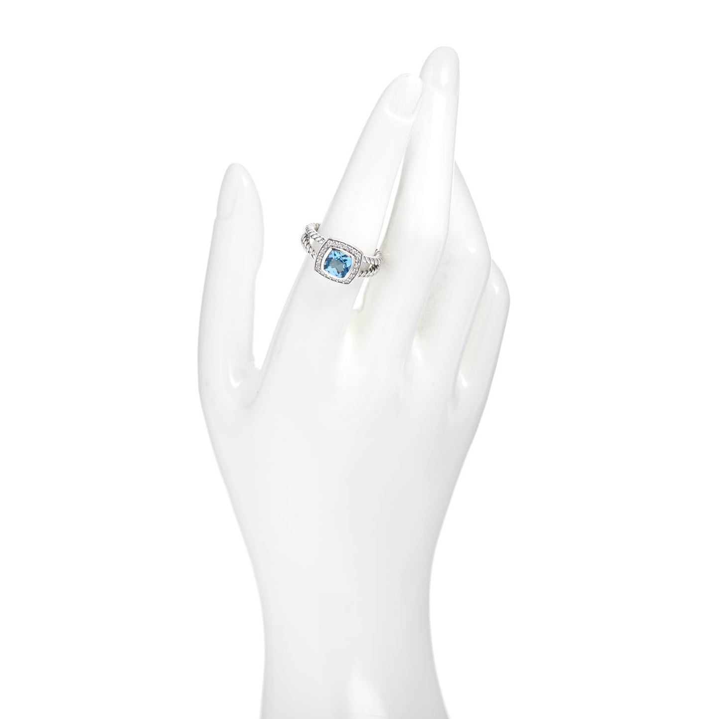 Sterling Silver Diamond Blue Topaz 7mm Petite Albion Ring 54 7