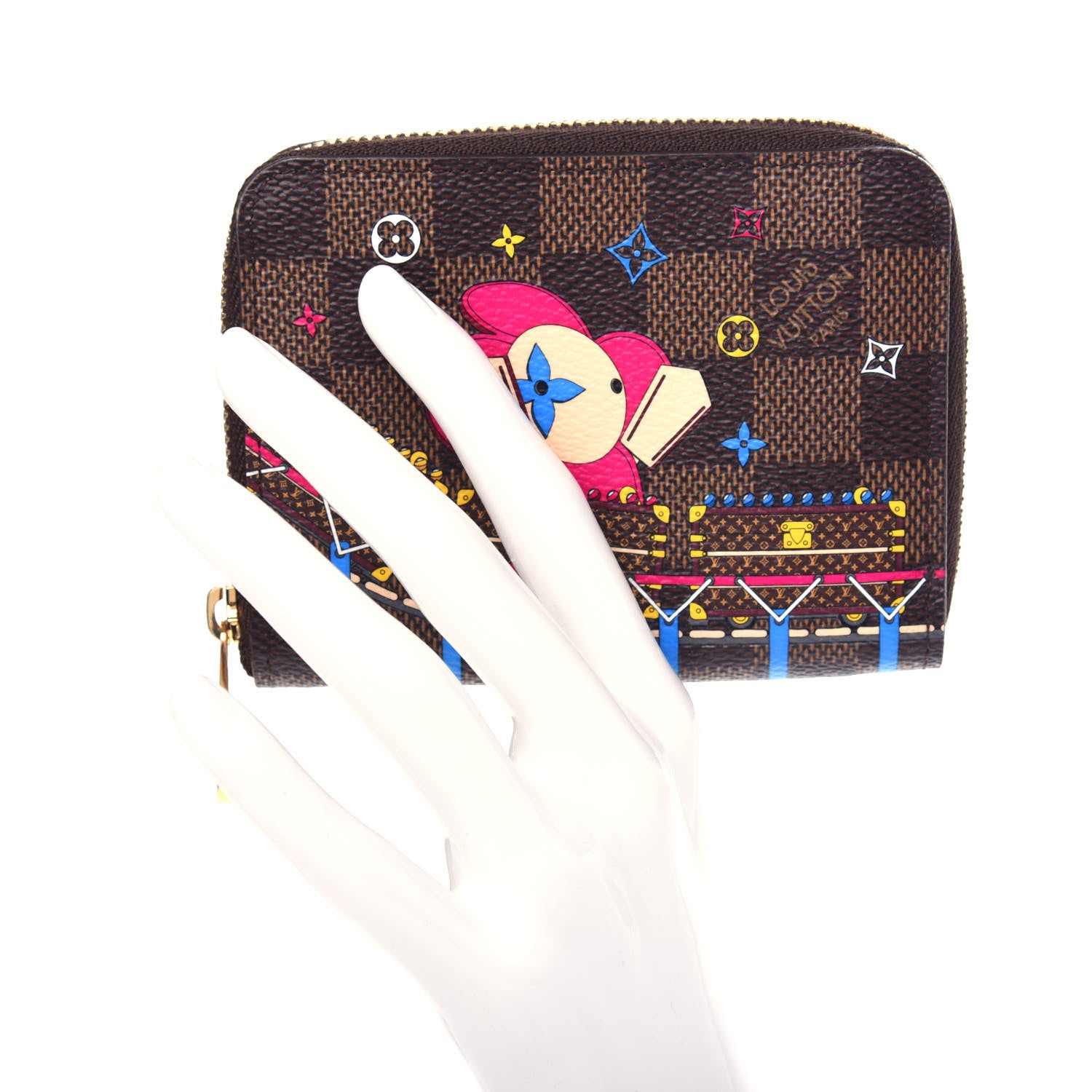 Louis Vuitton Damier Ebene 2020 Christmas Animation Roller Coaster Zippy Coin Purse Pivoine 2 of 8