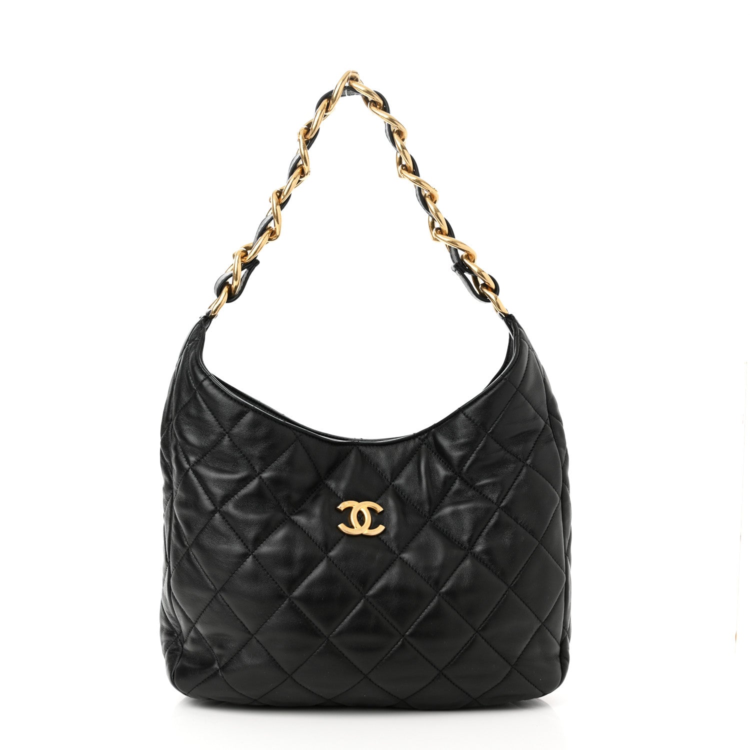 Chanel Lambskin Quilted Large CC Funky Town Hobo Black 1 of 10