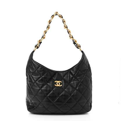 Chanel Lambskin Quilted Large CC Funky Town Hobo Black 1 of 10