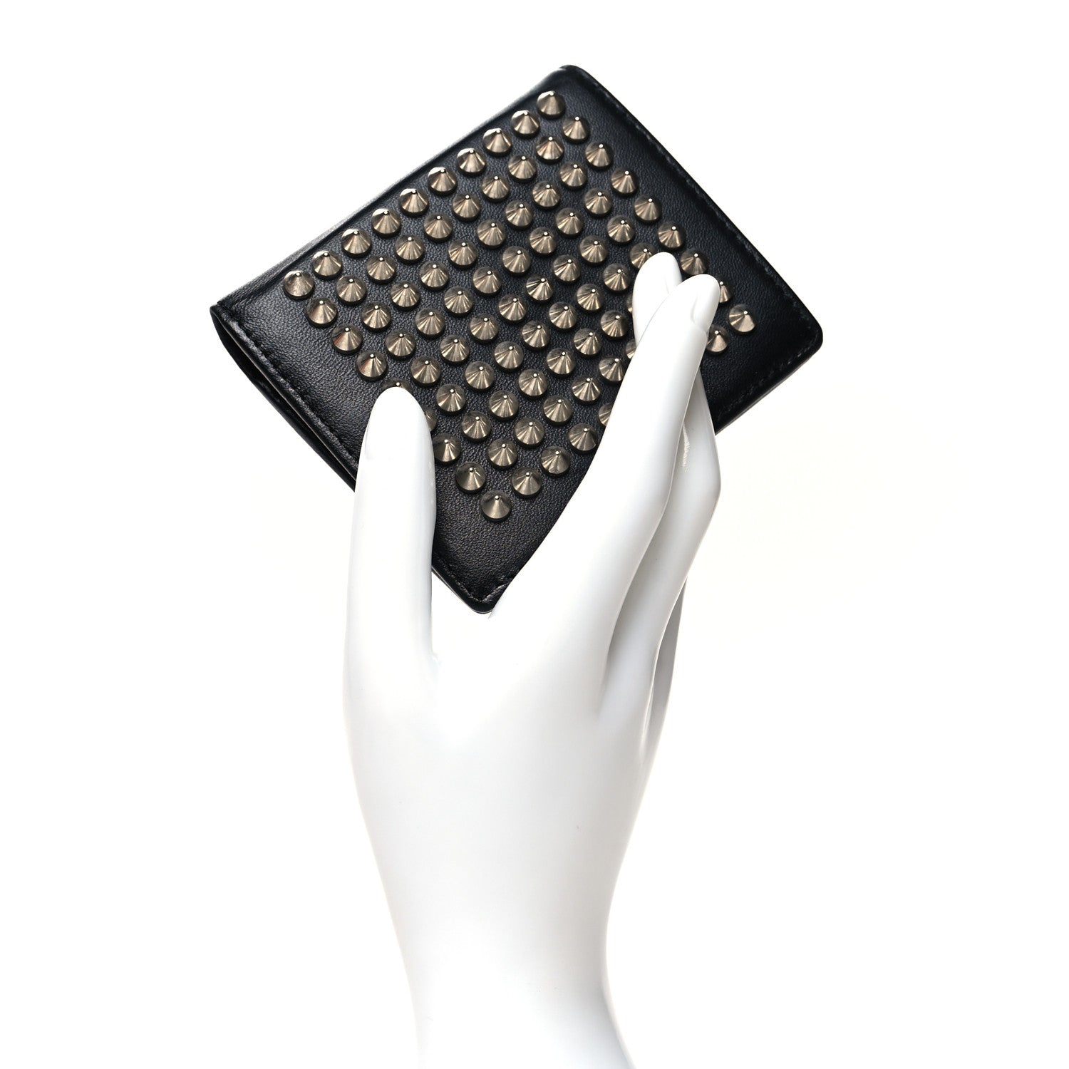 Christian Louboutin Calfskin Spiked Bi-Fold Wallet Black 2 of 11