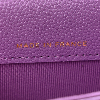 Chanel Caviar Quilted Flap Card Holder Wallet Purple 7 of 10