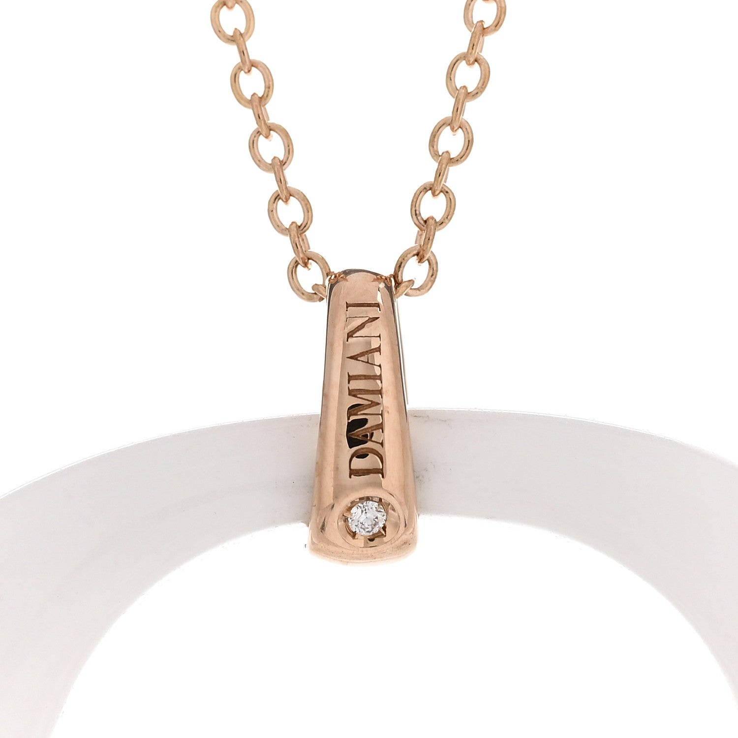 Damiani 18K Pink Gold Diamond White Agate D.Lace Pendant Necklace White 4 of 5