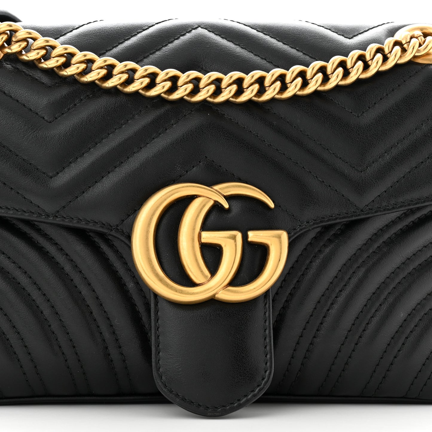 Calfskin Matelasse Small GG Marmont Shoulder Bag Black