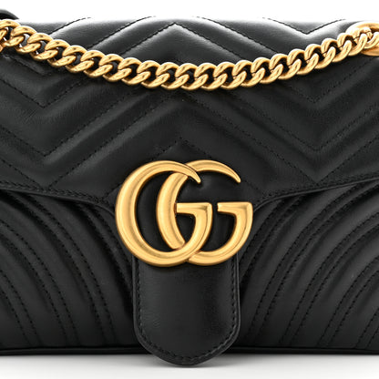 Gucci Calfskin Matelasse Small GG Marmont Shoulder Bag Black 8 of 10