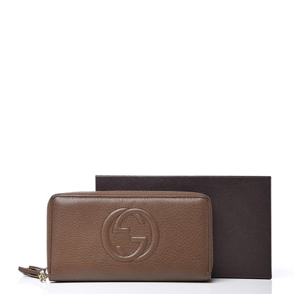 Gucci Pebbled Calfskin Soho Zip Around Wallet Brown 12 of 12