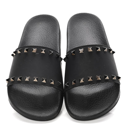 Valentino Garavani Rubber Rockstud Slide Sandals 39 Black 5 of 15